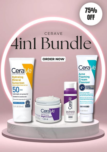 CeraVe 4-in-1 Skincare Kit – Cleanser, Serum, Night Cream & Sunblock for Healthy, Radiant Skin